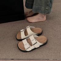 Zapatillas mujer verano nueva tendencia bocken sandalias plataforma bocken half drag pisar fee zapatillas planas frescas - details 1