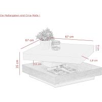 Cuadrada, Material Compuesto de Madera, Tablero Giratorio en 360° ° , Roble Blanco/Roble Sonoma, 67 x 67 x 35 cm - details 7