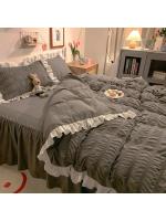 Conjunto de Rifleado de Seda de Luca Rosa Funda de Edredón Ligera Suave de Alternativa de Plumífero Gris con Escritorio de Cama y Fundas de Almohada - details 3