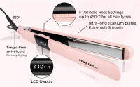 Plancha de titanio PRITECH, temperatura ajustable (290-450 ° F), 1 plato, alisador/rodillo para el cabello, rosa - details 1