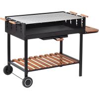 Acero/Madera, Mesas Plegables, con Ruedas, Estantería Inferior, Negro - details 25