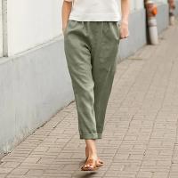 Pantalones Harem de Algodón Lineno Cintura Elástica, Bolsillo, Talla S-5XL - details 6