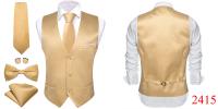 Chaleco de diseñador para hombre, chaleco de satén de seda Lisa verde oscuro, pajarita, pañuelo, traje Formal de boda para hombre, chaqueta sin mangas Barry Wang - details 57