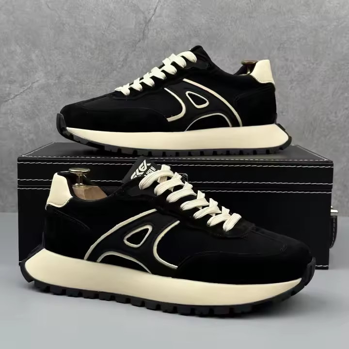 Zapatillas Casuales de Plataforma para Hombres Primavera 2025 Estilo Coreano en Zapatillas Bajas con Cordones - 1