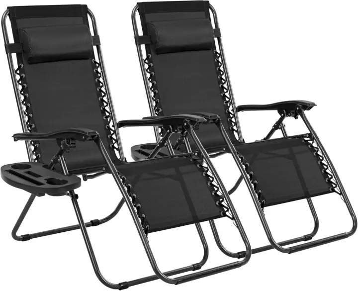 Sillas Plegables de Acero Ligero Pack de 2 Ideal para Jardín, Playa, Piscina, Terraza Gravedad Cero - 1