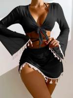 Conjunto de Bikini bohemio para mujer, traje de baño Sexy de 4 piezas, Top con falda, ropa de playa, fiesta y playa - details 3