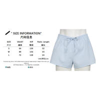 Pantalones cortos básicos cómodos e informales sueltos con botones de cintura elástica tejidos a rayas de verano para mujer - details 4