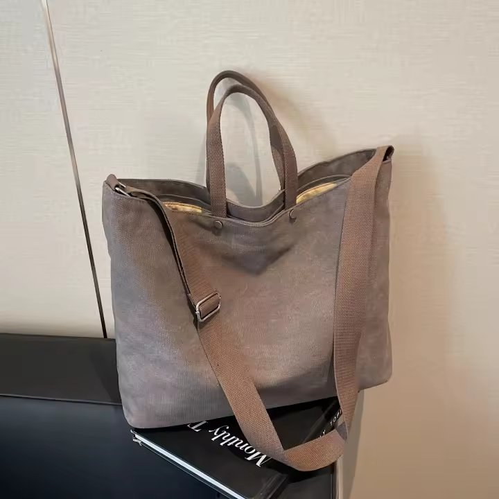 Bolso de mano de poliéster de gran capacidad con estilo para mujer - Bolso de hombro tipo bandolera convertible de diseño japonés minimalista - 1