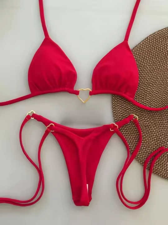 Conjunto de bikini con cintura Ba para mujer, sexy Tre, traje de playa monocromático con rayas, traje de baño brasileño de tres piezas 2024 - 1
