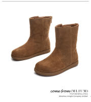 Nuevas botas apilables versátiles casuales botas cortas retro de fondo plano botas de mujer de terciopelo - details 2