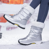 Botas de nieve con cordones para mujer con suela gruesa de terciopelo, zapatos cálidos de algodón del noreste antideslizantes de invierno, de gran tamaño - details 5