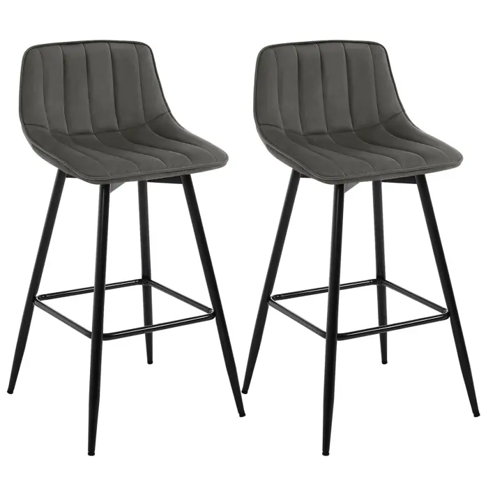 Taburetes de terciopelo, con respaldo para bar, bistró y isla de cocina, gris oscuro - 1