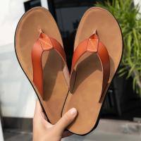 Chanclas de verano para Hombre, zapatillas de cuero ligeras y cómodas, zapatos planos para la playa, chanclas para interiores y exteriores, Chanclas para Hombre Piel - details 0