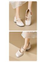 Zapatos Mary Jane de suela gruesa para mujer, zapatos franceses retro de cuero con una tira, zapatos de tacón grueso para mujer - details 1