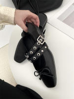 Zapatos Mary Jane de tacón grueso, estilo francés, nuevos, elegantes, de noche, con punta cuadrada y boca ligera, para mujer. - details 5