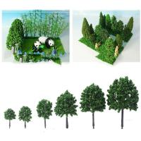 Modelo a escala de plástico portátil, 4 piezas, diseño de ferrocarril, árbol en miniatura verde, bonsái, paisaje, decoración, construcción, tren - details 2