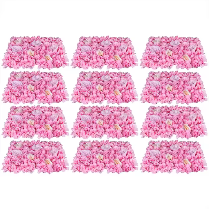 Panel de pared de flores artificiales de seda, Hortensia de rosas falsas, bricolaje, decoración Floral, 12 piezas - 1