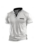 Camiseta informal de gran tamaño para hombre de verano americano, camiseta holgada informal de manga corta Henry con cuello alto para hombre - details 4