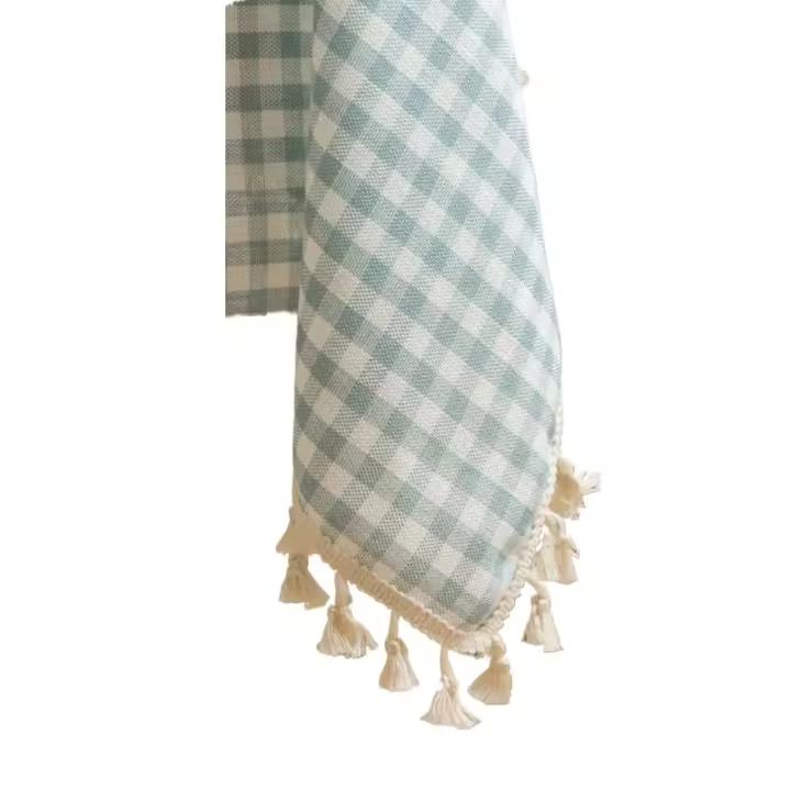 Manteles de algodón con borlas a cuadros Gingham, mantel rojo para banquetes, vacaciones, eventos especiales, decoración al aire libre y del hogar - 1