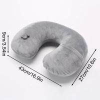 Almohada de viaje en forma de U, portátil inflable para cuello, soporte para columna Cervical, cojín corto de felpa, elementos esenciales para dormir en la oficina, 1 ud. - details 0