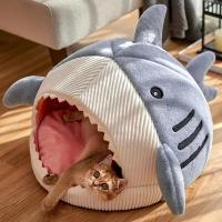 Casa de Gato con Forma de Tiburón de Dibujos Animados Cama Suave Caliente para Mascotas, Desmontable y Lavable - details 6