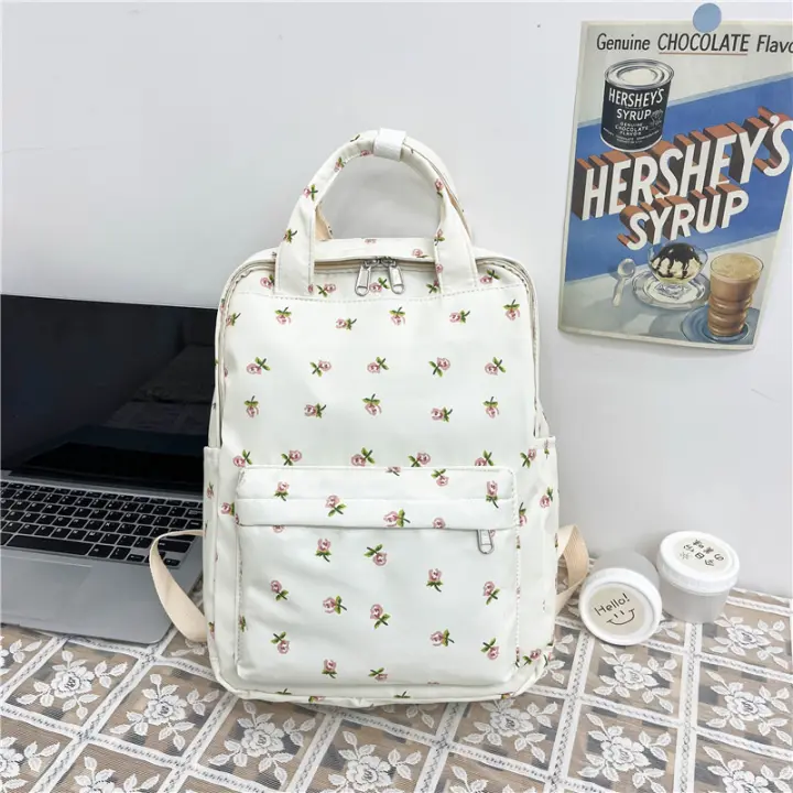 Mochila escolar fresca para mujer, literaria y artística, versátil, con flores informales, para niña y estudiante, novedad de 2024 - 1
