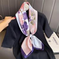 Bufanda cuadrada de seda con estampado de moda de 90CM para mujer, diadema de diseño, pañuelo para mujer, Hijab, chal, Foulard Echarpe para la cabeza - details 7