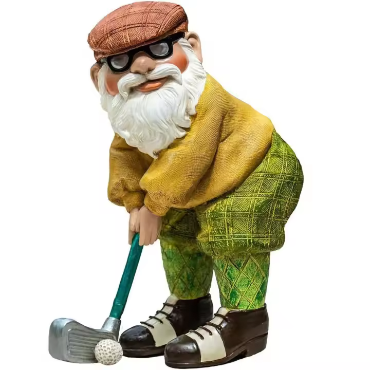 Artesanías exquisitas decoraciones de resina impermeables para jardín, estatuas de arte enano de Golf hechas a mano, patio - 1
