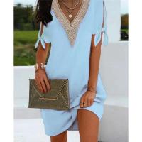 Vestido Mini de Fiesta Informal Color Sólido, Cuello en V, Moda Hecha a Mano, Lazo Rompe, Ropa de Calle de Fiesta - details 3