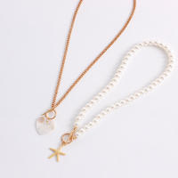 Joyería de moda de doble capa de estrella de mar amor collar de madre para mujer versátil Y2k estilo de collar de perlas - details 7