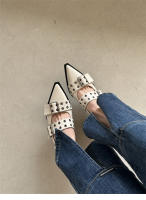 Zapatos Mary Jane estilo francés con punta en punta, zapatos retro de tacón medio grueso - details 2
