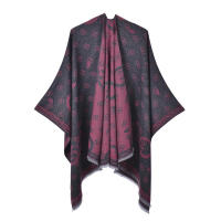 Nueva bufanda chal para mujer, moda retro, gran marca, capa dividida con borlas de doble cara - details 12