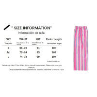 BUNO-Pantalones de encaje a rayas para mujer, Pantalones rectos de pierna ancha con cintura elástica y cordón, ropa de calle holgada para primavera y verano, pantalones de chándal informales - details 5