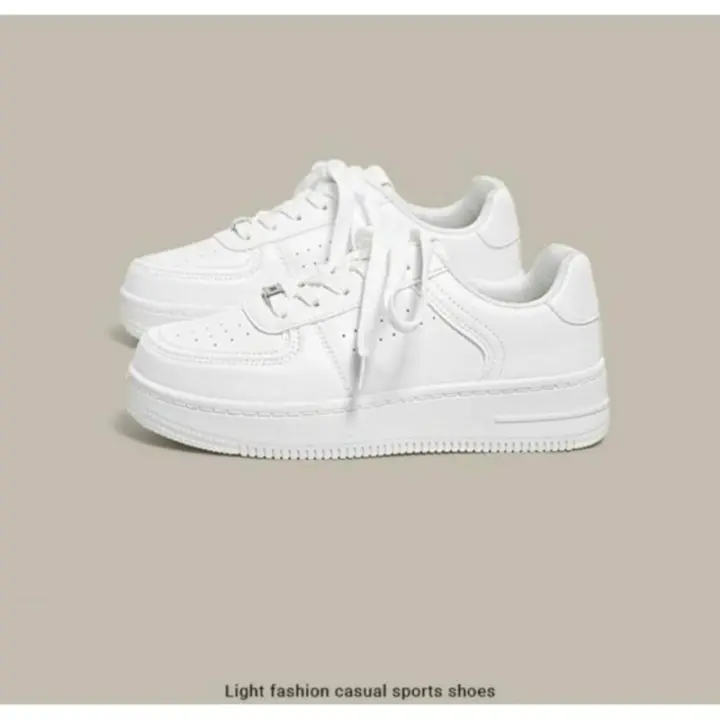 Moda pequeño blanco zapatos mujeres 2025 primavera y verano transpirable zapatos casuales fondo grueso realzando deportes zapatos marea bordo zapatos - 1