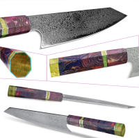 Cuchillo de Damasco 8 pulgadas para Cocina Estilo Japonés VG10 Acero Inoxidable 67 capas Mango Ergonómico - details 4