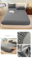 Bonenjoy-sábana ajustada de Color sólido para adultos y niños, ropa de cama elástica, agradable para la piel, funda de cama para el hogar, sin funda de almohada - details 1