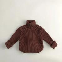 Suéteres de invierno para niños y niñas, jersey corto a cuadros liso, prendas de punto de cuello alto, ropa para niños - details 27
