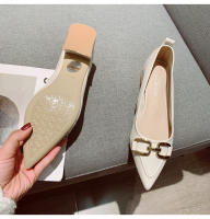 Zapatos de noche de tacón bajo, boca poco profunda, punta puntiaguda para un estilo otoñal con falda. - details 2