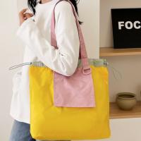 Bolso de compras plegable de color, bolso de bolsillo respetuoso con el medio ambiente de gran capacidad, bolso de mano con cordón impermeable reutilizable para niñas - details 2