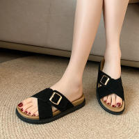 2025 Sandalias de verano para mujer, suela gruesa, plataforma cruzada, chanclas de playa retro, correa única, zapatos casuales - details 4