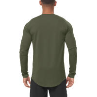 Camiseta de manga raglán para hombre, camisa de fondo de Fitness cómoda, ajustada, manga larga, Otoño, nuevo - details 7