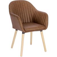 Silla de Comedor Estilo Vintage Juego de 1, Silla Cocina, Silla Nordica con Respaldo y Reposabrazos, Tela Pana, Estructura de Madera, Sillas para Tocador, Escritorio, Crema, EZS26cm-1 - details 18
