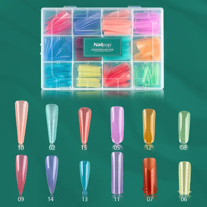 Nailpop-moldes reutilizables de doble forma para uñas, coloridas, con escala, múltiples formas, extensión de Arte de uñas, Kit de herramientas DIY, 75/150/288/360 Uds. - 1