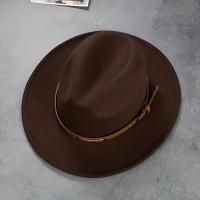 Classic British Style Fedoras Cap Simple Belt Decor Jazz Hats Solid Color Unisex Felt Hat For Women & Men - details 2