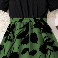 Moda coreana de verano para niños, manga corta floral negra con cinturón, vestido cómodo y decente para fiesta o vacaciones - details 15
