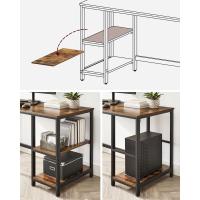 Escritorio con 2 Estantes a la Izquierda o a la Derecha, Mesa de Trabajo, para Salón Oficina, Estructura de Acero, Industrial, Marrón Rústico y Negro Tinta LWD55X - details 5