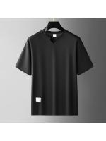 Camiseta de manga corta de moda transpirable con cuello en V, versátil, ligera, de lujo, informal para hombre, ideal para verano. - details 1
