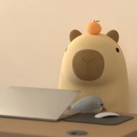Bonita luz nocturna de silicona de capibara de dibujos animados, lámpara de noche regulable de 2 engranajes, lámpara de noche para dormir recargable por USB para decoración de dormitorio de niños - details 4
