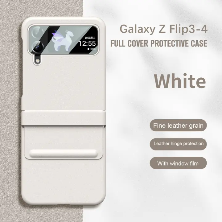 Funda de cuero de lujo para Samsung Galaxy Z Flip 4 3, Protector de pantalla de vidrio, bolígrafo táctil - 1