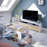 TV, Mueble de Salón, Juego de Muebles, Modelo Tamiko, Acabado en Blanco Artik y Roble Canadiense, Medidas: 138 cm (Ancho) x 36 cm (Alto) 42 cm (Fondo) - details 1